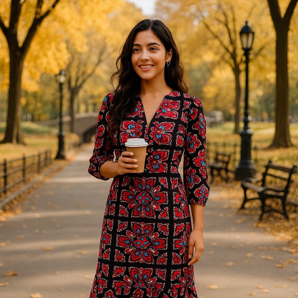 Comma Patterned Midi Dress, Size: 32